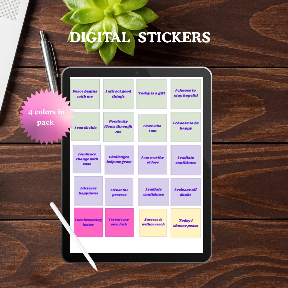 250 png stickers Digital Stickers for Tablets - Black Frame